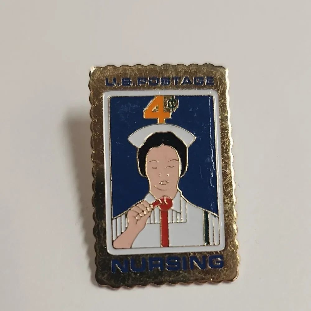 Vintage Jayne Co U.S. Gold Tone 4 Cent Postage Stamp Nursing Pin